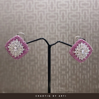 Diamond clustered coloured stud earrings