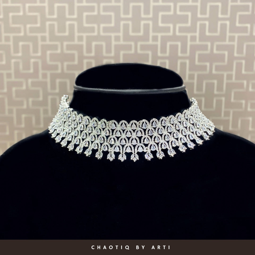 Diamond choker set with earrings