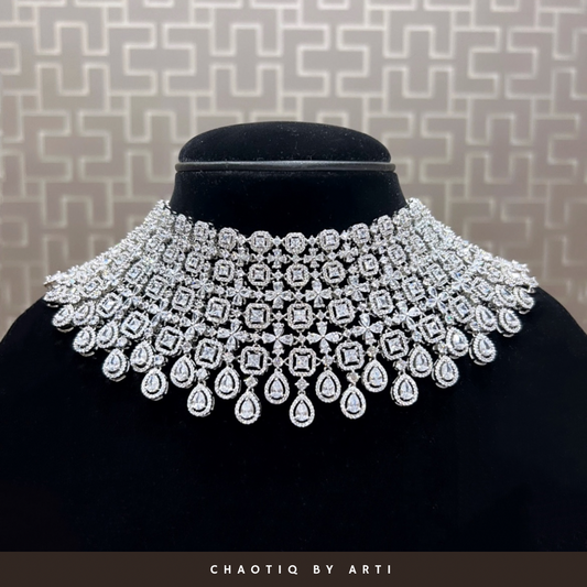 Bold and statement bridal diamond necklace set