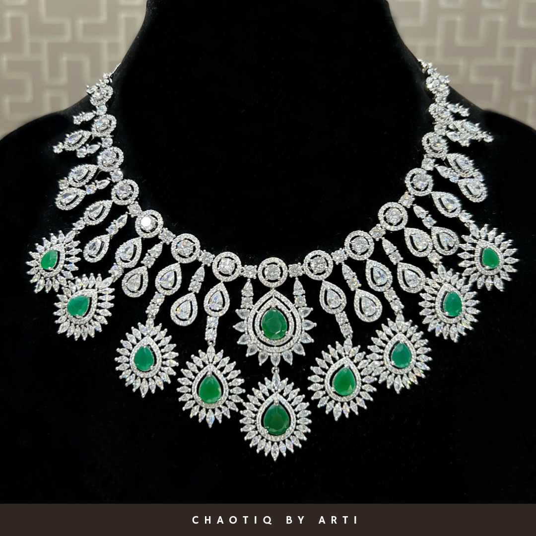 Diamond studded bridal necklace set