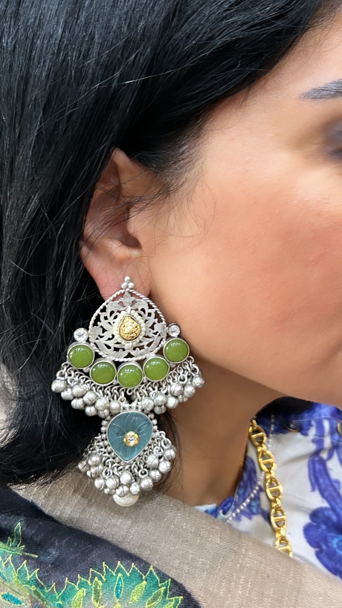 Designer Peacock Earcuff - Oxidised Silver Look ALike Earcuff Earrings -  D9creation