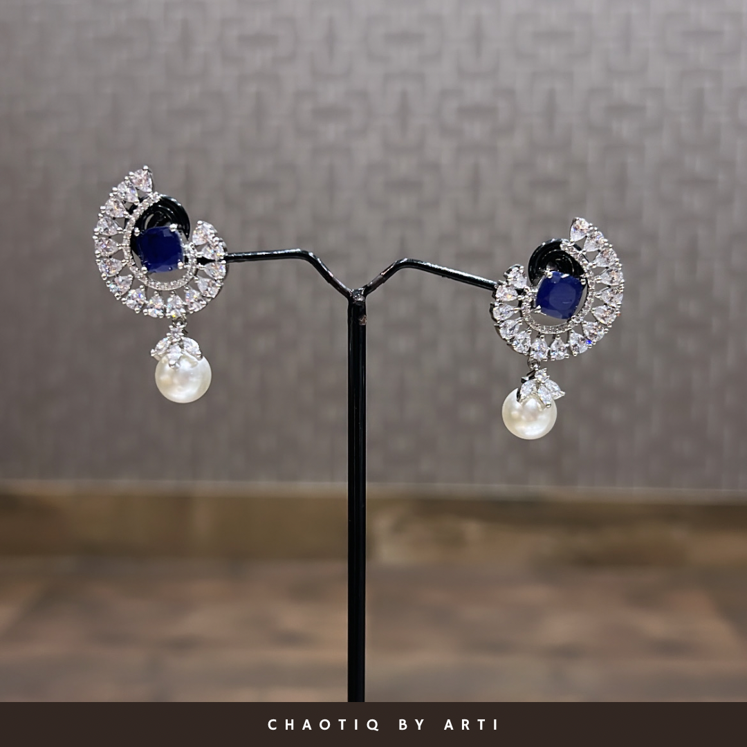 Circular shaped diamond drop earrings