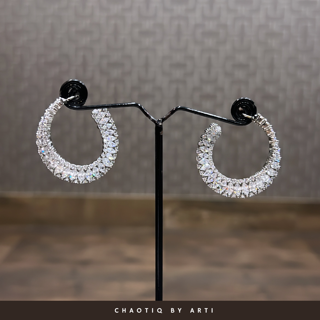 Diamond hued hoop earrings