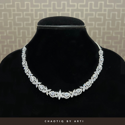 Single line handcrafted diamond necklace set