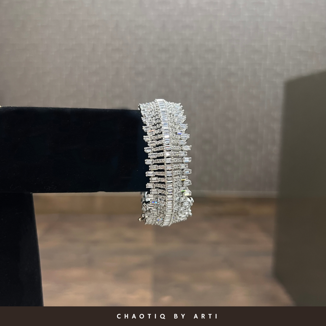 Diamond studded hand bracelet