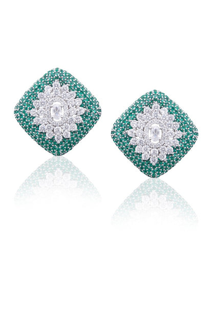 Diamond clustered coloured stud earrings